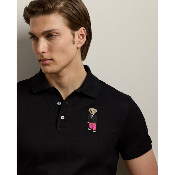 Black Custom Slim Polo Bear Pique Polo Shirt Purple Label 6