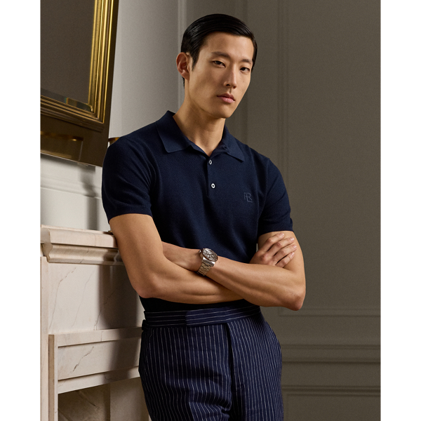 Monogram Silk Blend Polo Collar Sweater