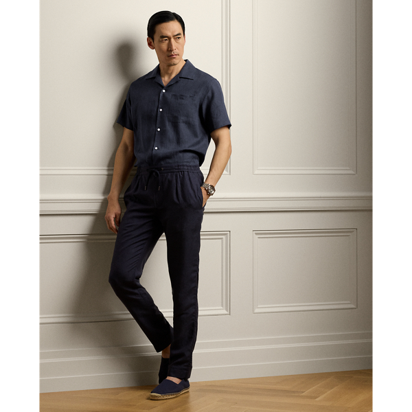 Classic Chairman Navy Linen Shirt Purple Label 4