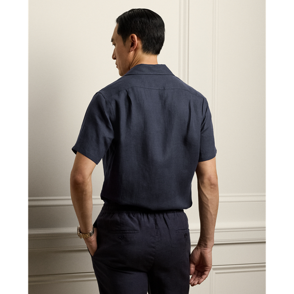 Classic Chairman Navy Linen Shirt Purple Label 5