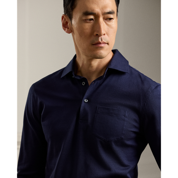Purple Label 深藍色 珠地網眼 Polo 衫 6