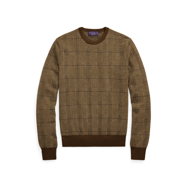 Glen Plaid Cashmere-Blend Sweater 