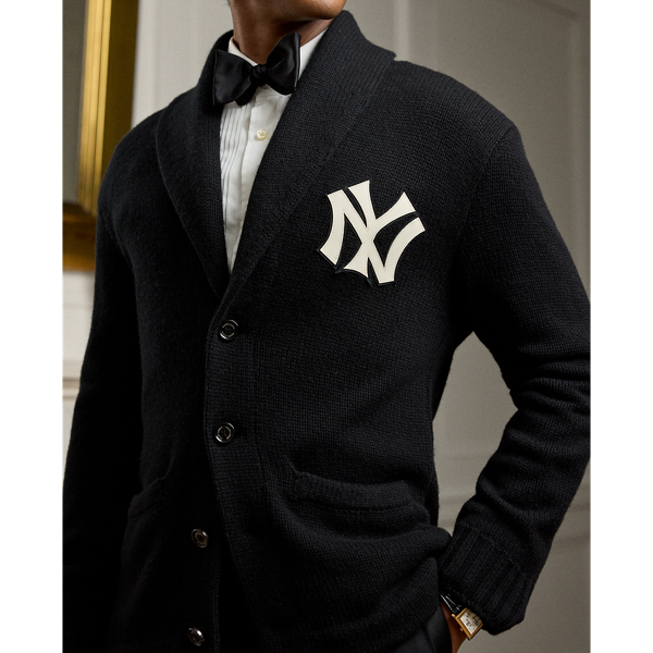 Classic Black/Cream Ralph Lauren Yankees Cashmere Cardigan Purple Label 6