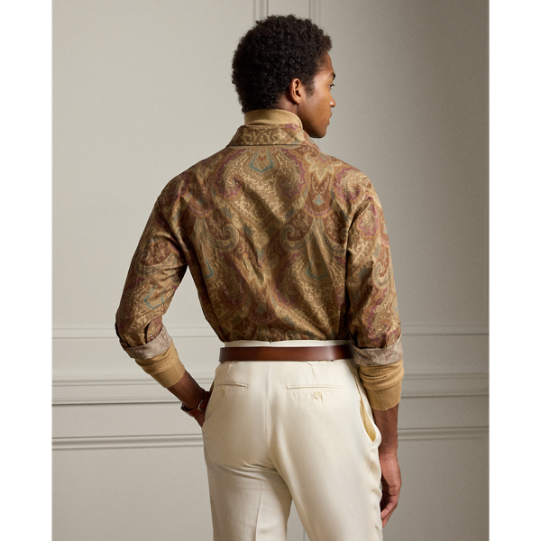 Paisley-Print Linen-Cotton Shirt