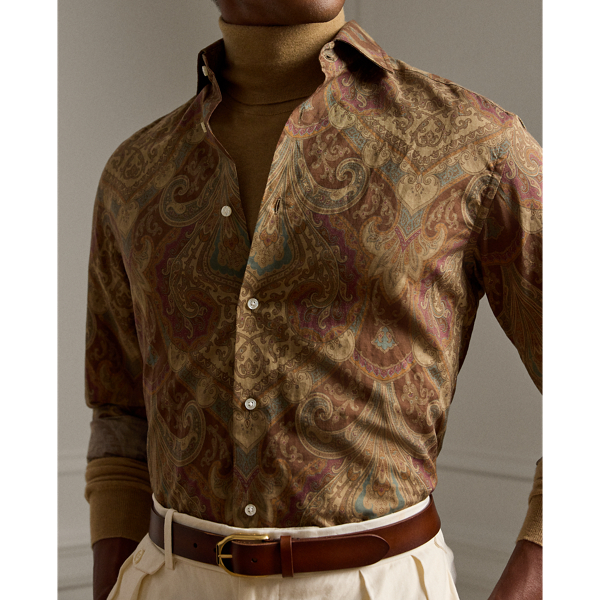 Paisley-Print Linen-Cotton Shirt