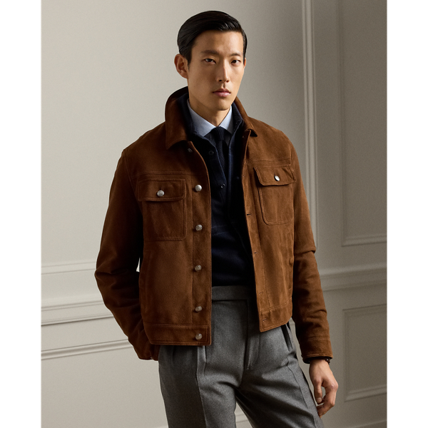 Chestnut Brown Veste Weaver en daim Purple Label 1
