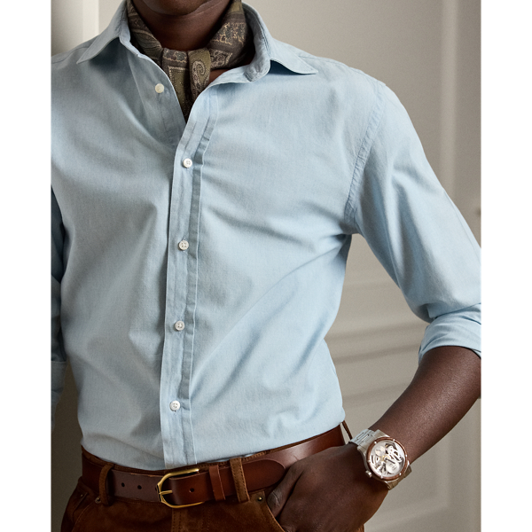 Chemise délavée en chambray Purple Label en Délavé des Bermudes clair 6