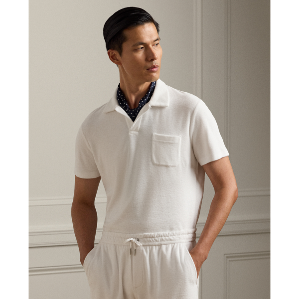 Classic White Riviera Terry Polo Shirt Purple Label 1