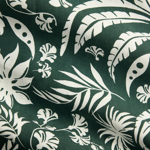 Botanical-Print Linen-Silk Shirt