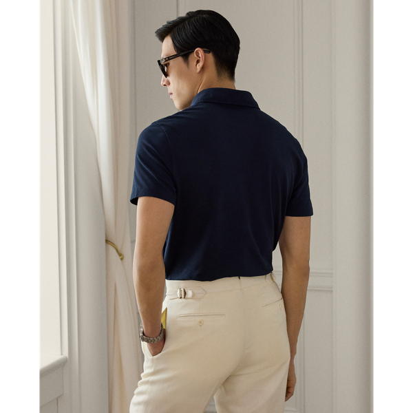 Classic Chairman Navy Custom Slim Fit Washed Piqu&eacute; Polo Shirt Purple Label 5