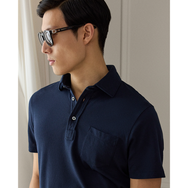 Classic Chairman Navy Custom Slim Fit Washed Piqu&eacute; Polo Shirt Purple Label 6