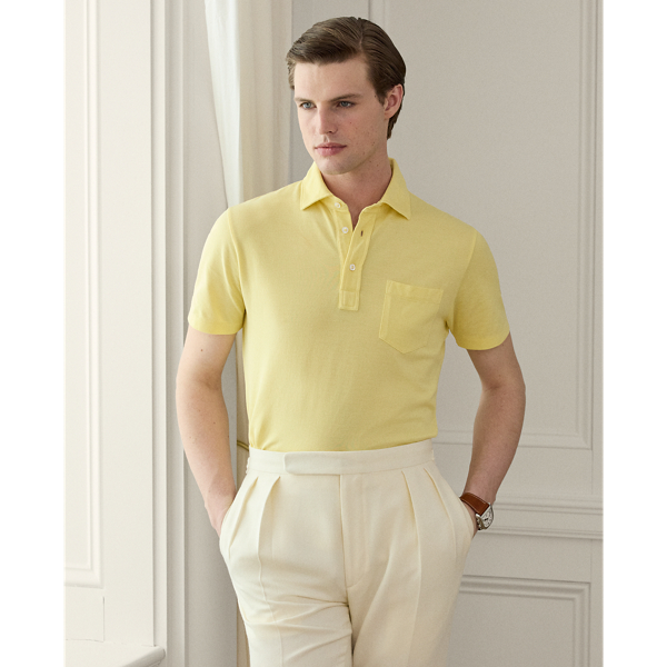Lemon Meringue Vorgewaschenes Custom-Slim-Fit Poloshirt Purple Label 1