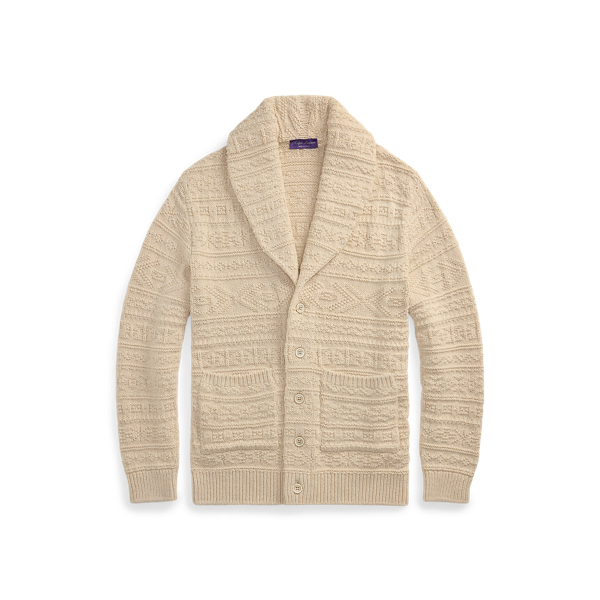 Cardigan ceintur&eacute; coton et laine textur&eacute;