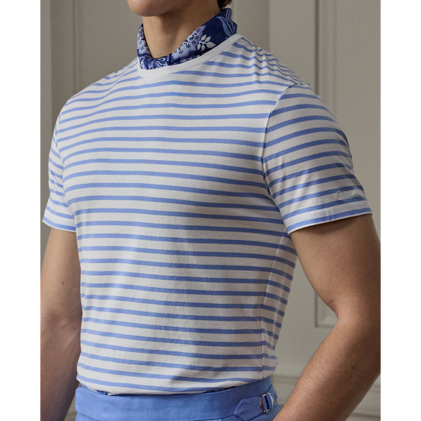 Ralph Lauren Purple Label ストライプ柄クルーネックTシャツ ストライプド ライル クルーネック Tシャツ | ラルフ ローレン