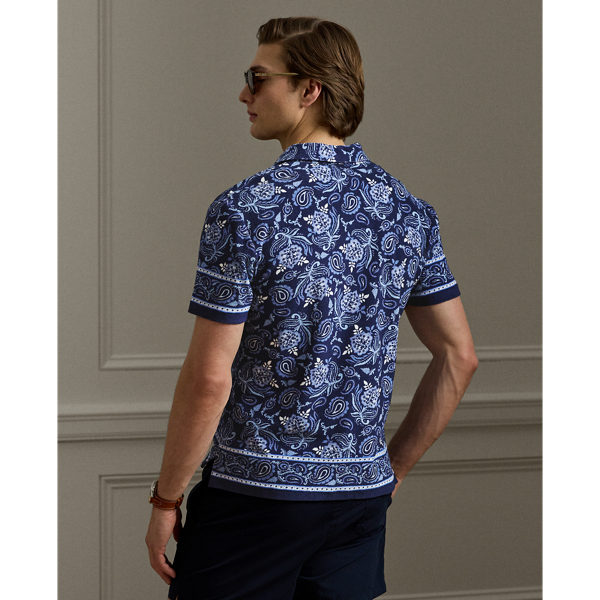 ほぼ未使用 ポロラルフローレン ゴルフウェア ポロシャツ ペイズリー柄 総柄 青 ペイズリープリント Riviera テリー ポロシャツ | ラルフ