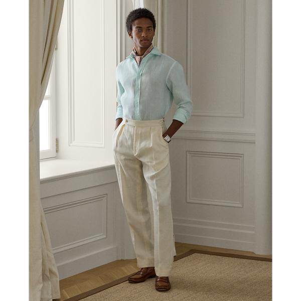 Mint Basket-Weave Linen Shirt Purple Label 4