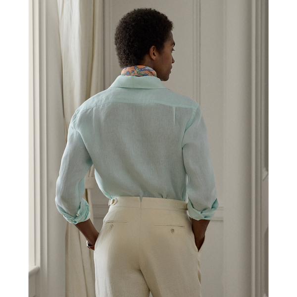 Mint Basket-Weave Linen Shirt Purple Label 5