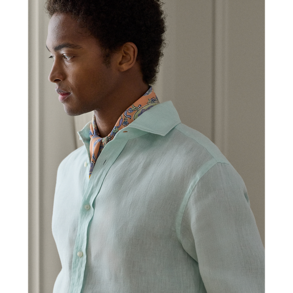 Mint Basket-Weave Linen Shirt Purple Label 6