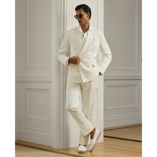 White Basket-Weave Linen Shirt Purple Label 4