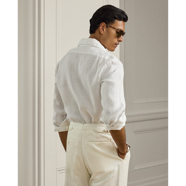 White Basket-Weave Linen Shirt Purple Label 5