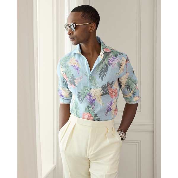 Floral-Print Linen Shirt