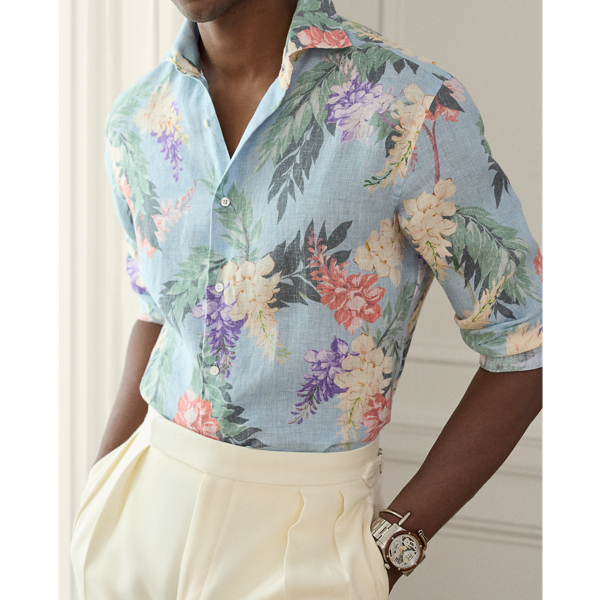 Floral-Print Linen Shirt