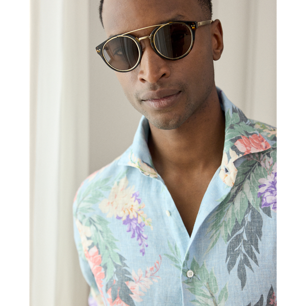 Floral-Print Linen Shirt