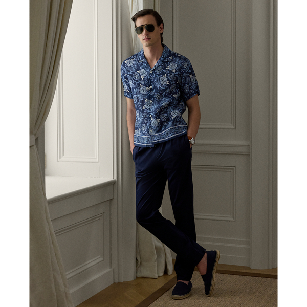 Paisley-Print Linen Camp Shirt