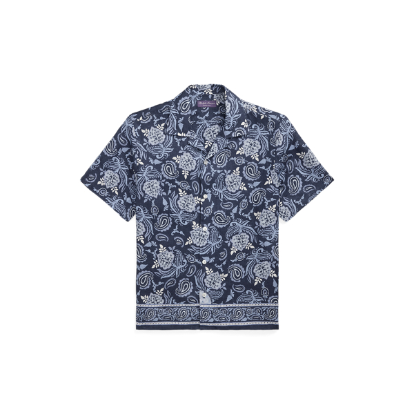 Paisley-Print Linen Camp Shirt