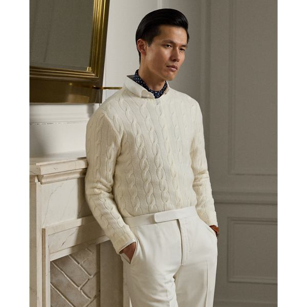 ポロラルフローレン ケーブルニット カシミヤ混 SP M相当 ポニー Vネック ケーブルニット ウールカシミヤ セーター | POLO RALPH LAUREN