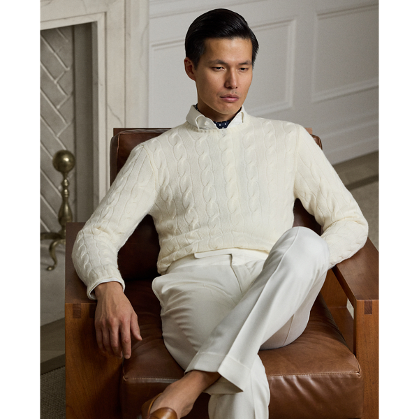 高級なカシミヤ混♡ラルフローレン　タートルネックケーブルニットセーター　ホワイト Amazon | (ポロ ラルフローレン) POLO Ralph Lauren メンズ