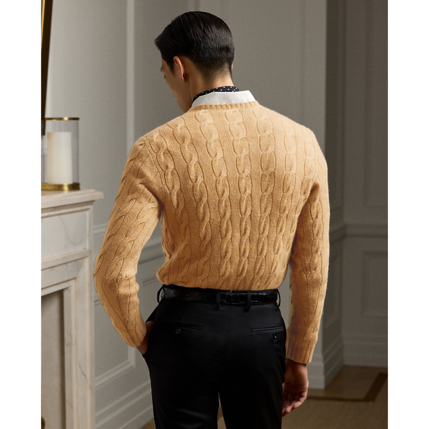 Мужской свитер Ralph Lauren Cable-Knit Cashmere, цвет: Верблюжий меланжевый — фото 2