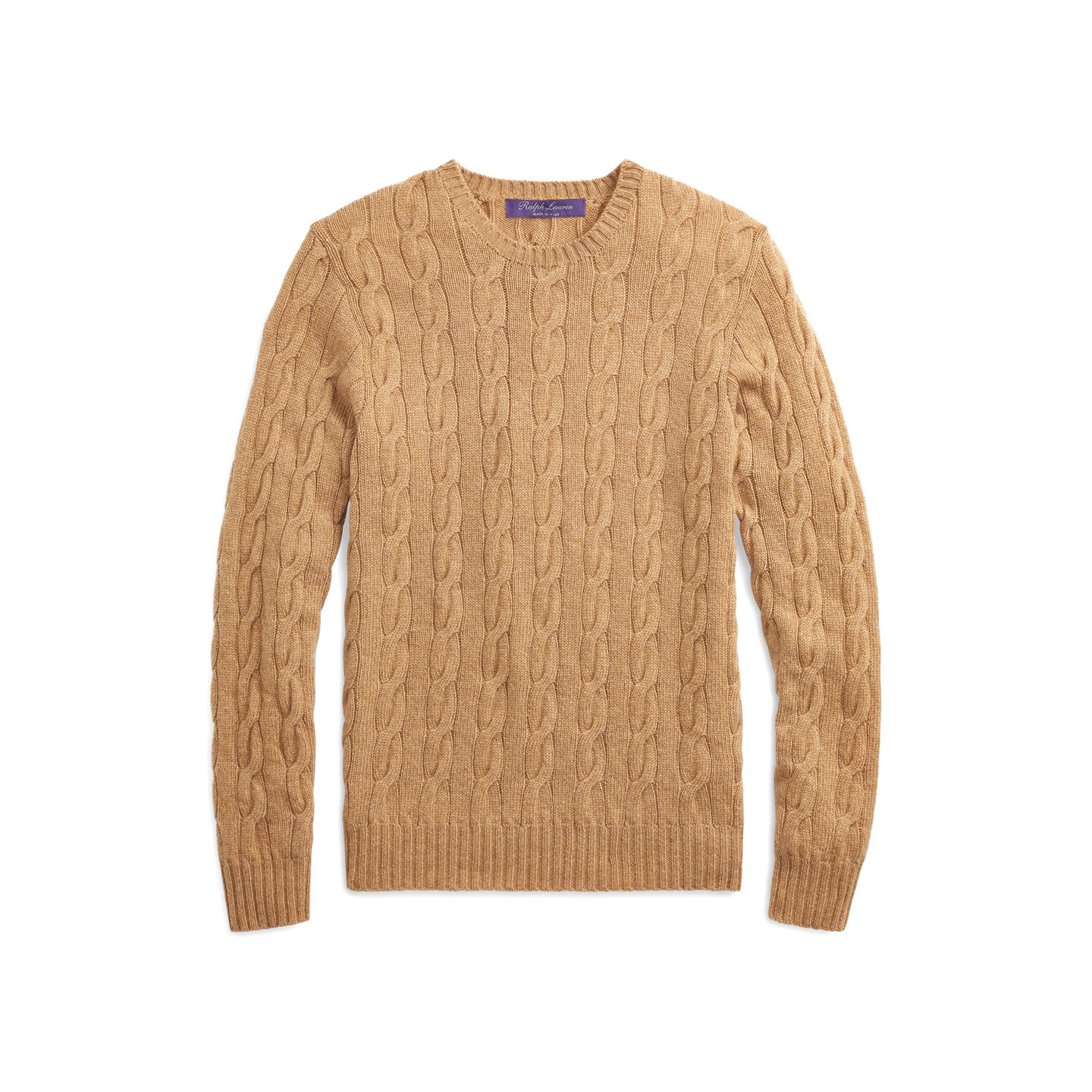 Мужской свитер Ralph Lauren Cable-Knit Cashmere, цвет: Верблюжий меланжевый — фото 5