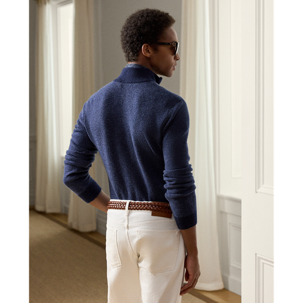 Birdseye Cashmere Quarter-Zip Sweater