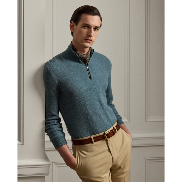 Birdseye Cashmere Quarter Zip Sweater