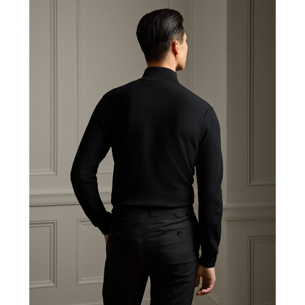 Piqué-Knit Wool Quarter-Zip Sweater