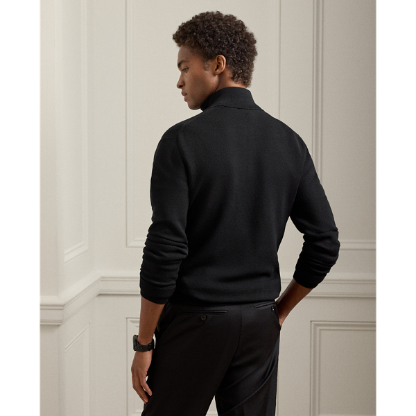 Piqué-Knit Wool Quarter-Zip Sweater