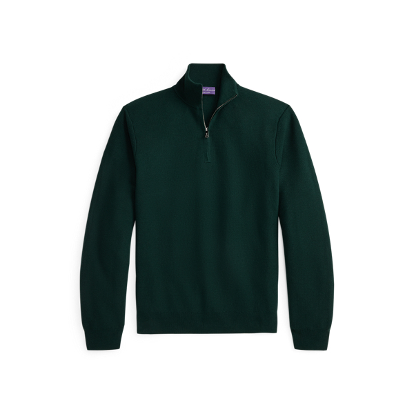 Pull demi-zippé en laine piquée