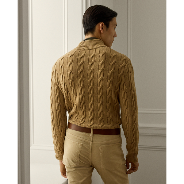 Cable-Knit Cashmere Mockneck Sweater