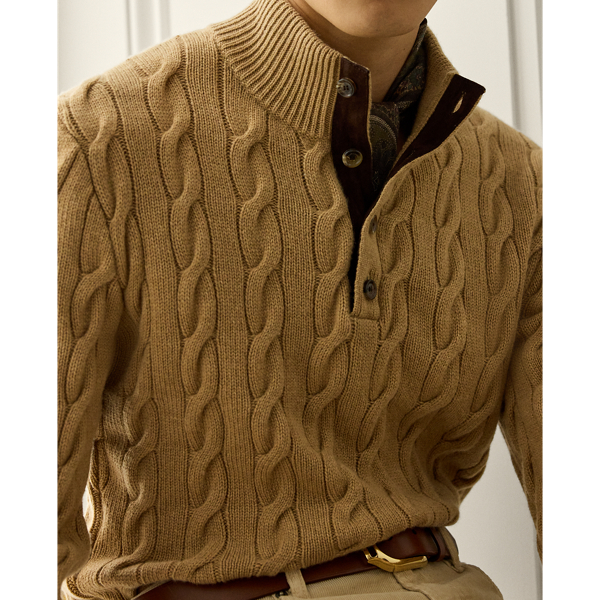 Cable-Knit Cashmere Mockneck Sweater