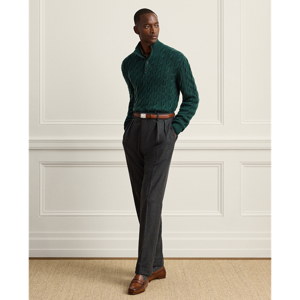 Cable-Knit Cashmere Mockneck Sweater
