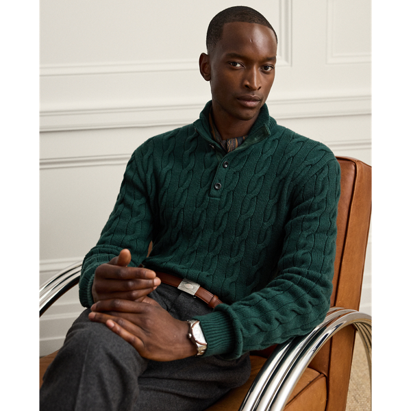 Cable-Knit Cashmere Mockneck Sweater