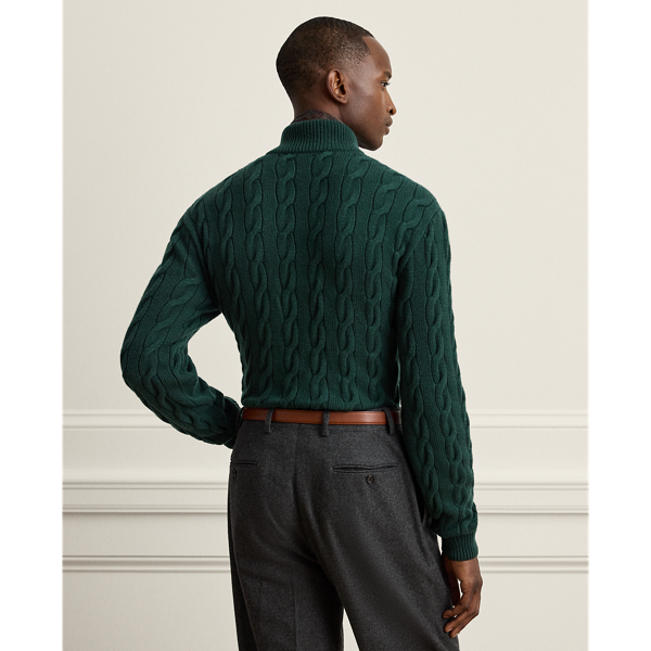 Cable-Knit Cashmere Mockneck Sweater