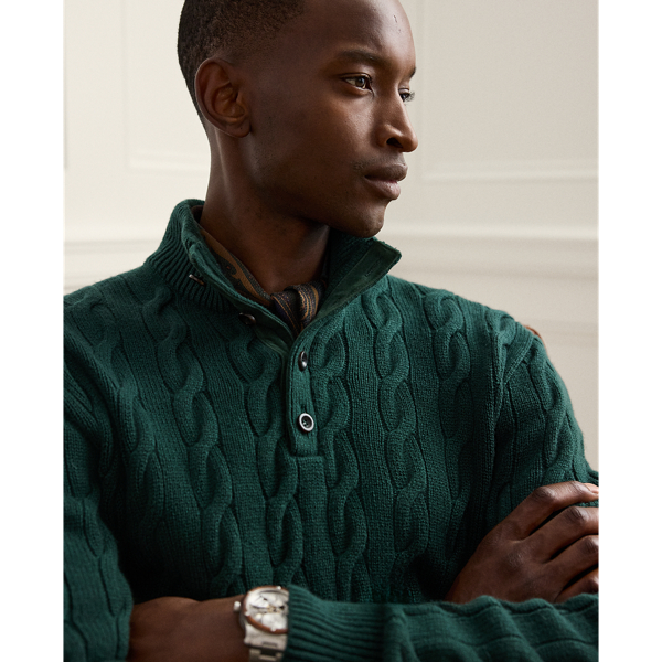 Cable-Knit Cashmere Mockneck Sweater