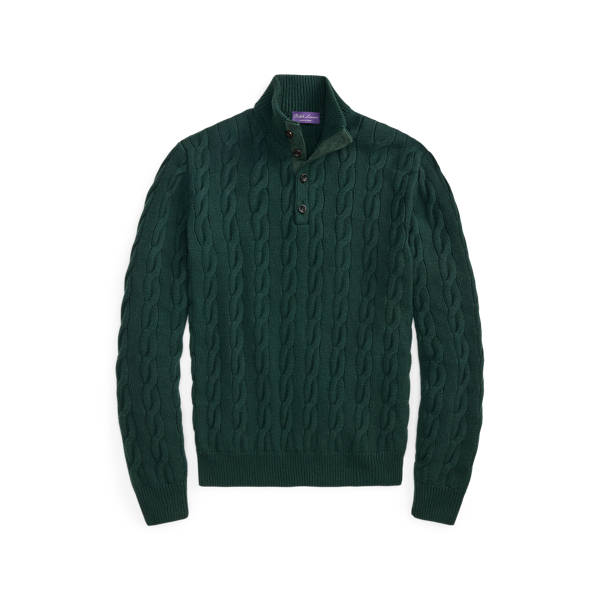 Cable-Knit Cashmere Mockneck Sweater