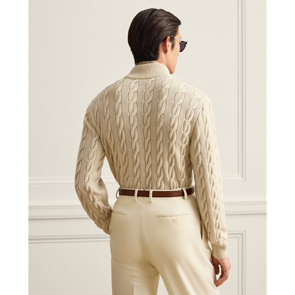 Cable-Knit Cashmere Mockneck Sweater