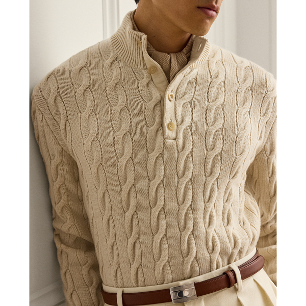 Cable-Knit Cashmere Mockneck Sweater