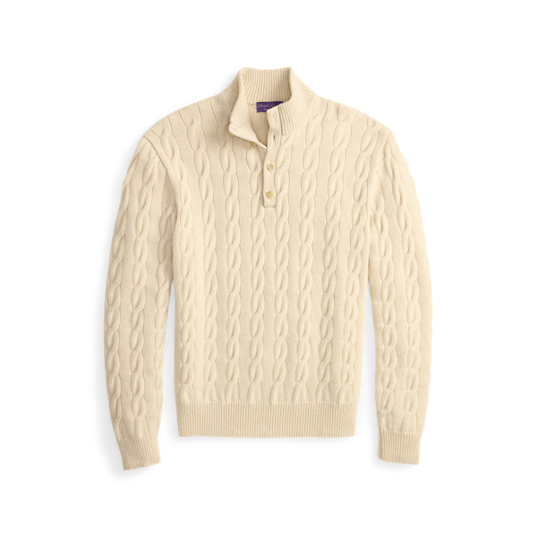 Cable-Knit Cashmere Mockneck Sweater