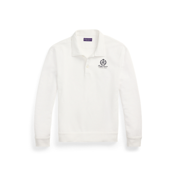 Crest-Embroidered Fleece Polo Shirt