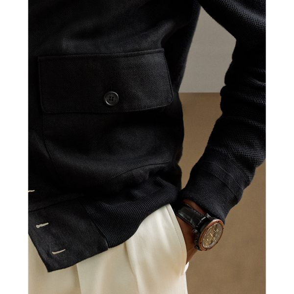Linen-Paneled Silk-Blend Cardigan